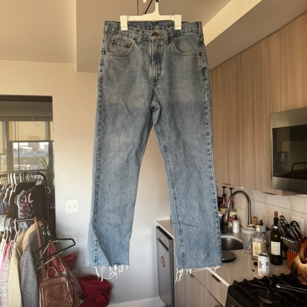 Vintage Carhartt B17 Relaxed Fit Tapered Leg Jeans Stonewash 32x28 Frayed Hem